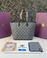 tory burch t monogram tote with og box amp dust bag amp extra pouch 1581